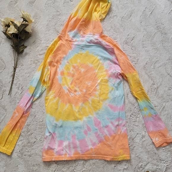 Disney Parks Minnie Mouse Flower Hat TieDye Cotton Drawstring Hoodie Sz S - Picture 8 of 10